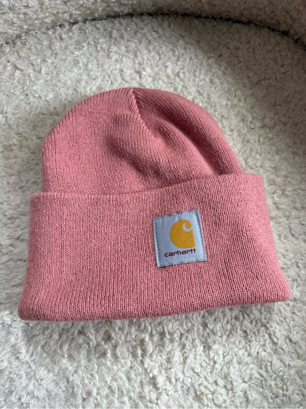 3/$20. Carhartt Adult Pink Cuffed Toque with Yellow Logo Patch